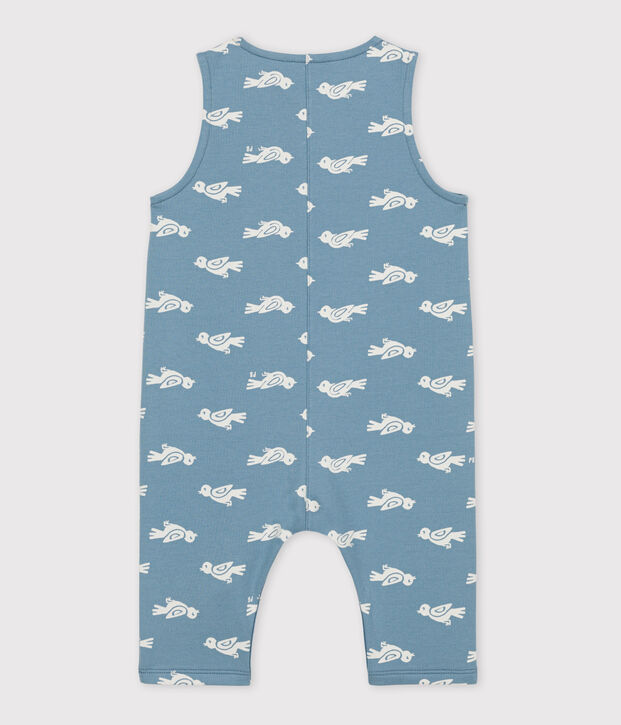 Combinaison longue b&eacute;b&eacute; imprim&eacute;e en molleton bleu/blanc