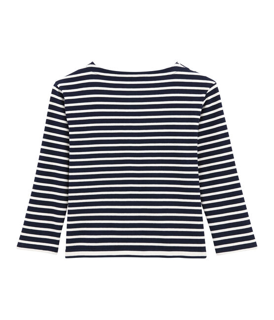 gestreept marinetruitje in zware jersey voor dames blauw SMOKING/beige COQUILLE