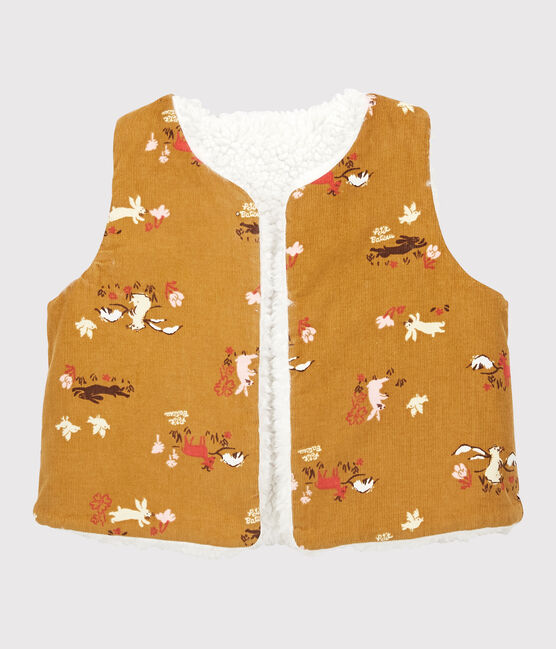 Gilet réversible bébé. jaune TOPAZE/ MULTICO