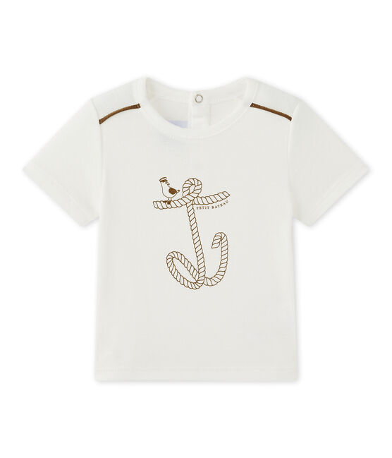 T-shirt met korte mouwen voor babyjongens wit MARSHMALLOW