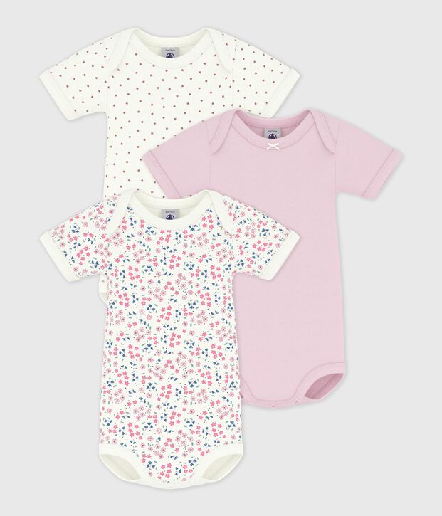 Setje van katoenen body's met korte mouwen en bloemenprint multicouleur