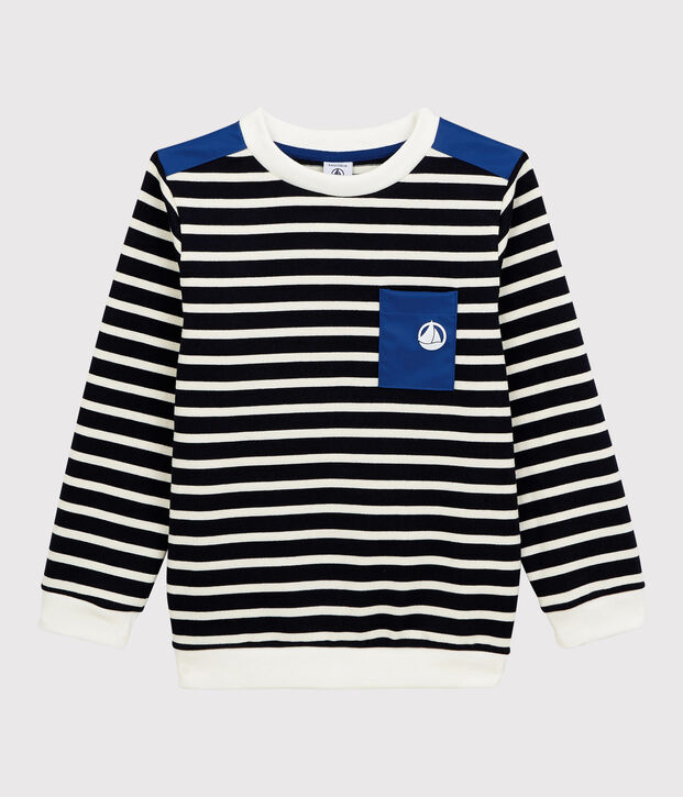 Sweatshirt van jersey voor jongens blauw/wit