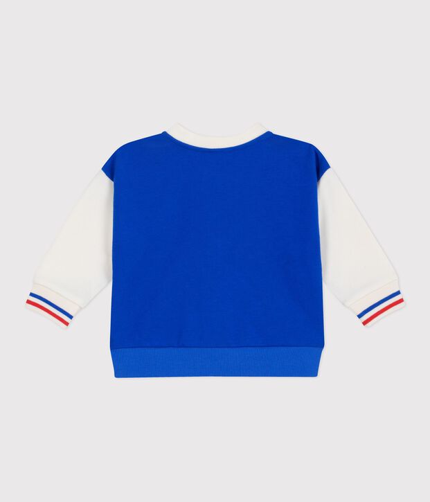 Katoenen jasje in campusstijl met colorblock voor baby's blauw/ecru