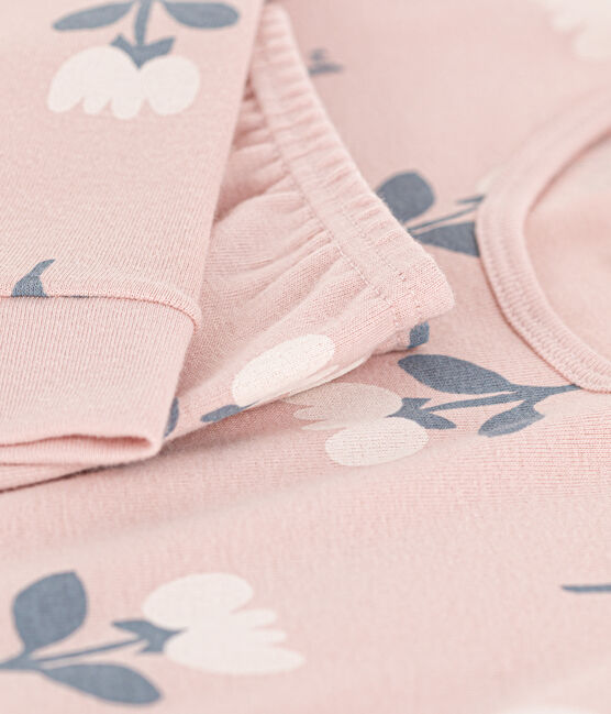 Aansluitende pyjama van katoen voor meisjes roze SALINE/wit MULTICO
