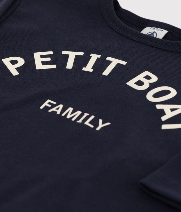 Tee-shirt manches longues b&eacute;b&eacute; en coton bleu marine