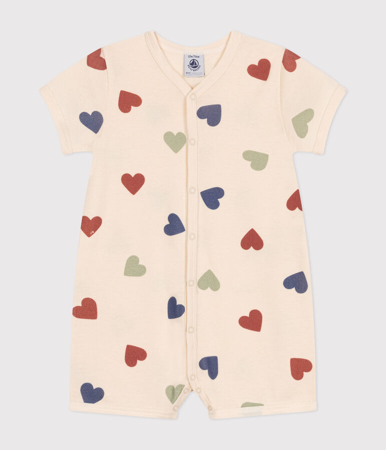 Kort kruippakje van katoen voor baby's ecru/multicouleur