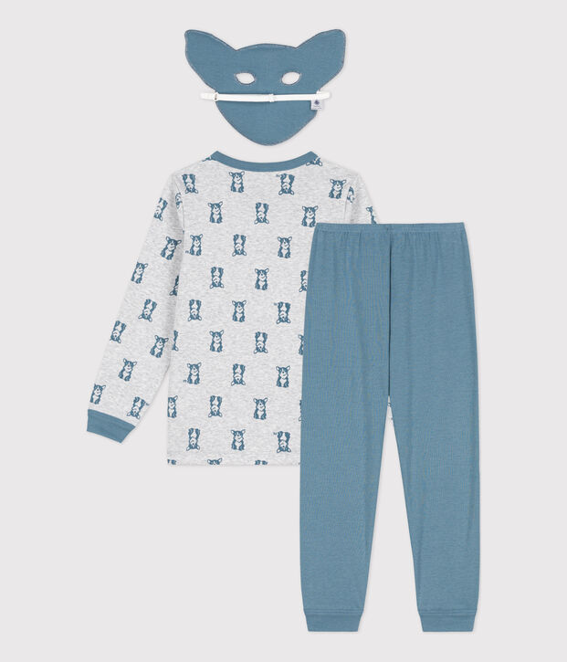 Pyjama chien avec masque en coton enfant gris/bleu