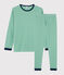 Pyjama milleraies mixte en côte vert PRADO/blanc MARSHMALLOW
