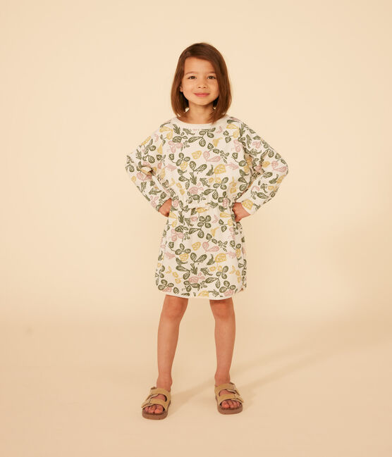 Meisjesjurk met lange mouwen in fleece met print AVALANCHE+PANTY/ MULTICO