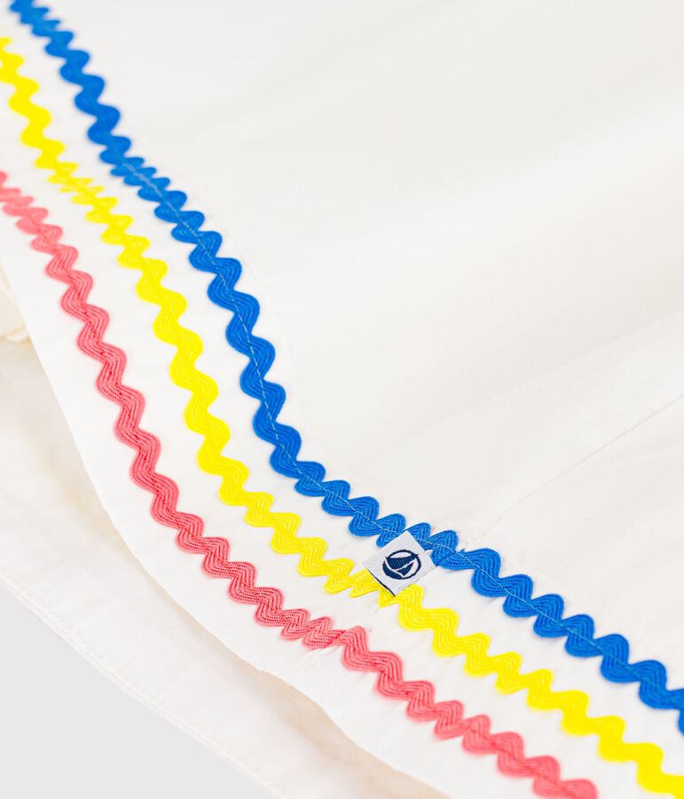 Robe longue &agrave; bretelles enfant en coton blanc