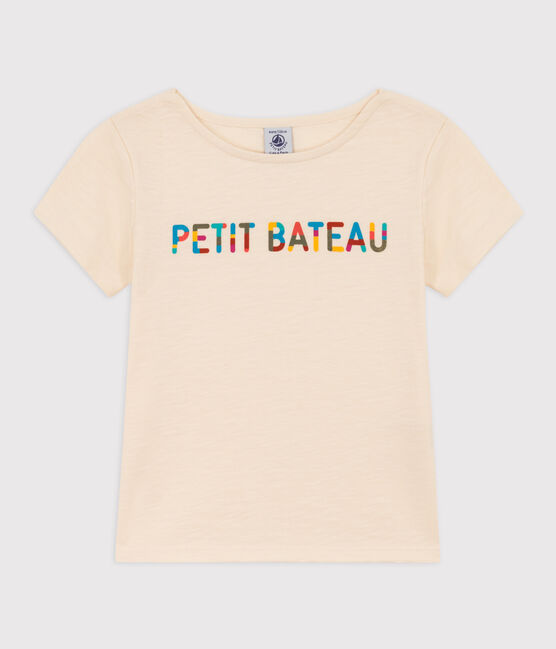 Tee-shirt imprimé en coton enfant fille écru AVALANCHE