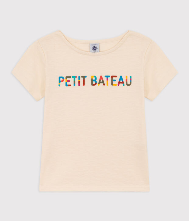 Katoenen T-shirt met print voor meisjes ecru