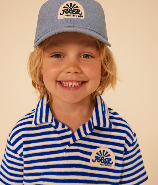 Polo manches courtes en bouclette éponge enfant garçon bleu SURF/ AVALANCHE