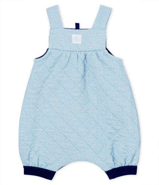 Korte salopette voor baby's van gewatteerde tubic blauw ACIER/wit MARSHMALLOW