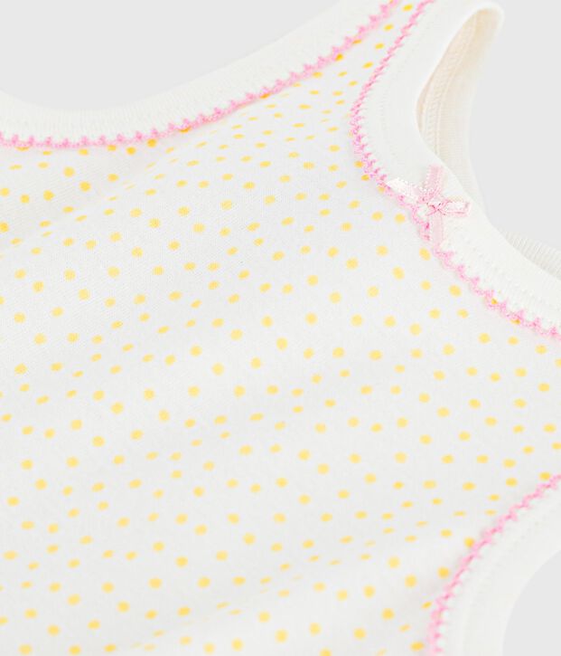 Combinaison courte sans manches b&eacute;b&eacute; en coton jaune/jaune