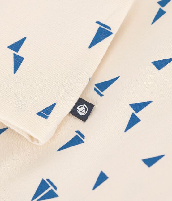 Katoenen polo met korte mouwen en bootjesprint voor baby's blauw AVALANCHE/wit PERSE