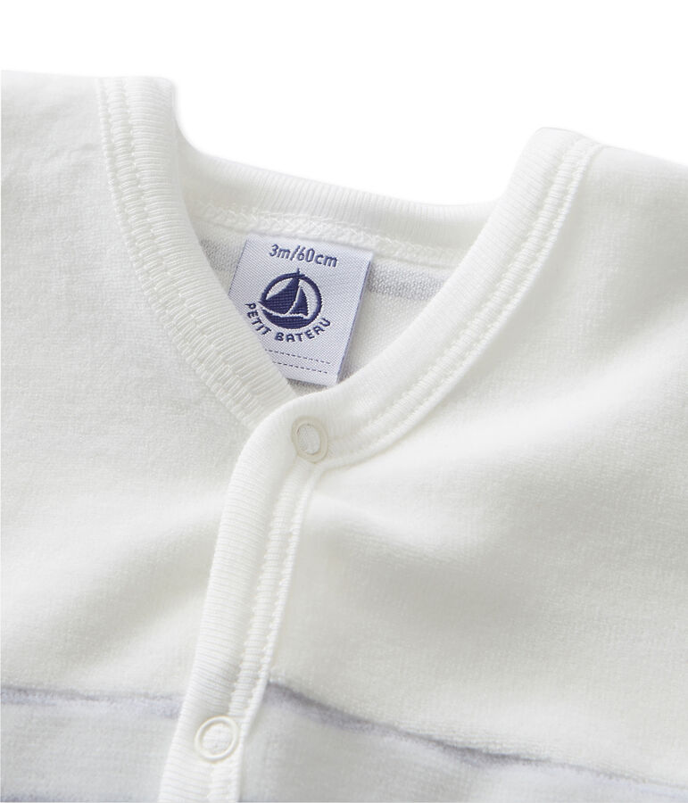 Dors bien b&eacute;b&eacute; ray&eacute; blanc LAIT/gris POUSSIERE