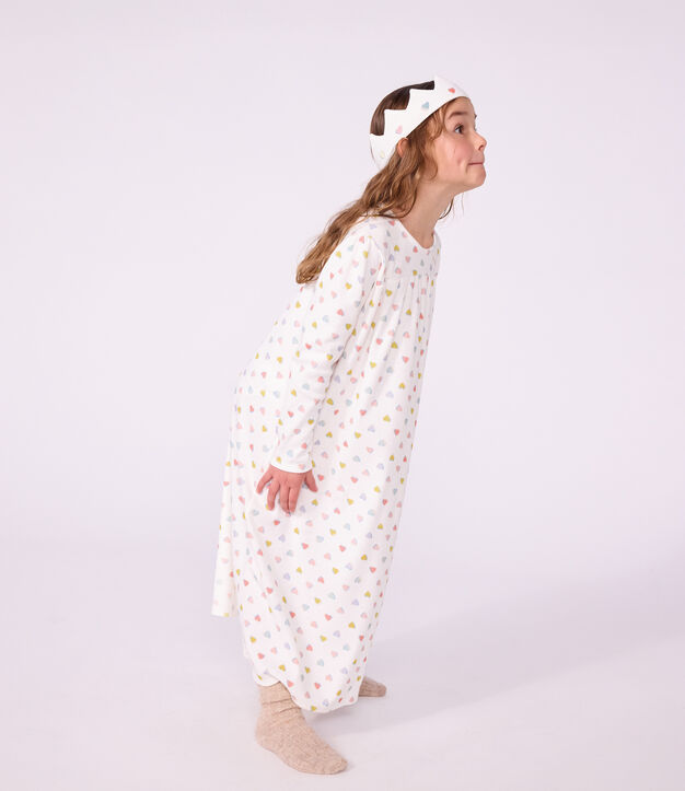 Katoenen kindernachthemd in prinsessenthema met diadeem wit/multicouleur