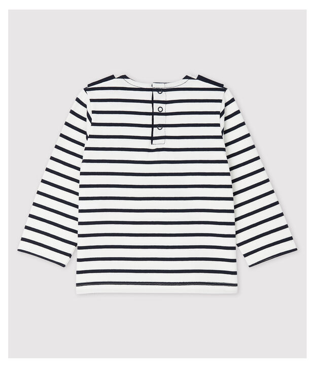 Creatieve jersey marini&egrave;re voor babymeisjes wit/blauw