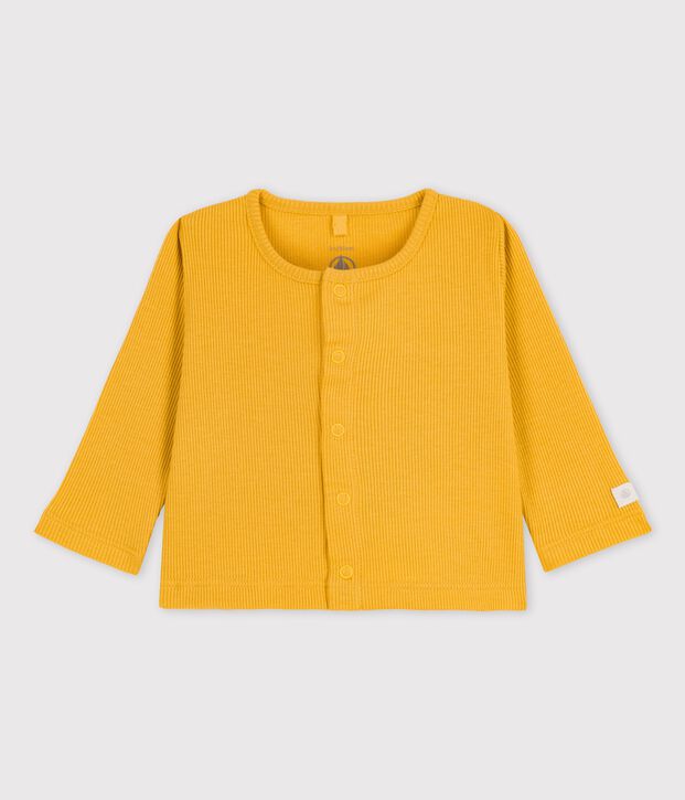 Babycardigan van katoen en lyocell geel