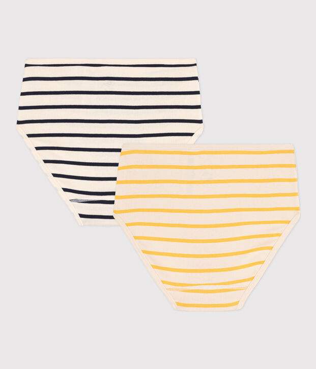 Set van 2 damesslipjes met hoge taille in katoen multicouleur