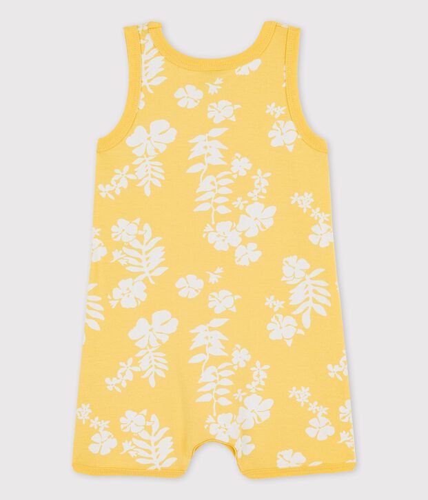 Kort babypakje met Hawa&iuml;print in katoen geel/wit