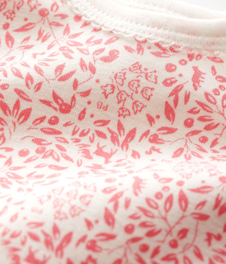 Rompertje lange mouwen babymeisje wit/roze