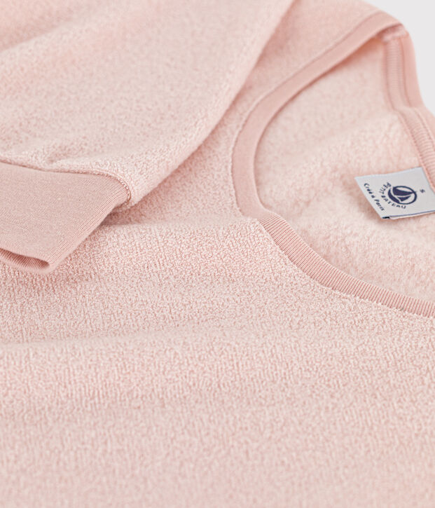 Damespyjama van boucl&eacute;badstof roze