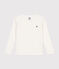 Tee-shirt manches longues en côte enfant fille / garçon blanc MARSHMALLOW