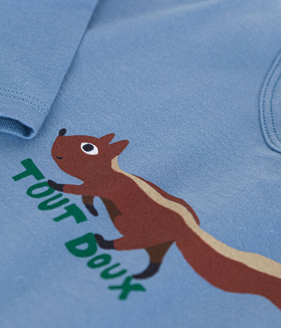 Tee-shirt manches longues en jersey fin bébé bleu BEACH