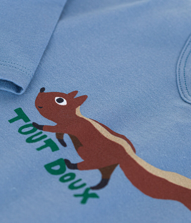 Tee-shirt manches longues en jersey fin b&eacute;b&eacute; bleu