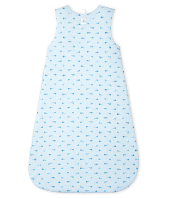 Trappelzak van ribstof voor baby's blauw FRAICHEUR/wit MULTICO