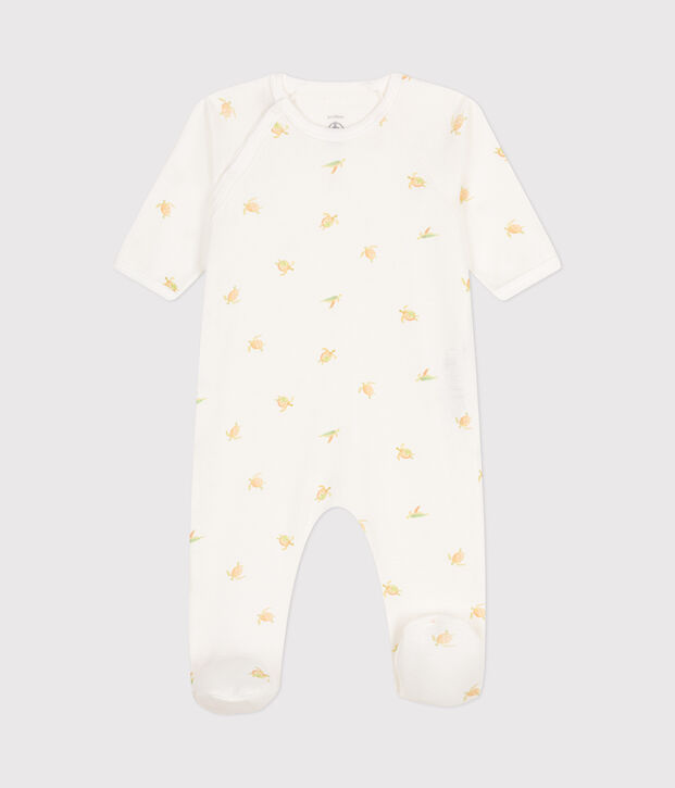 Katoenen babypyjama wit/multicouleur