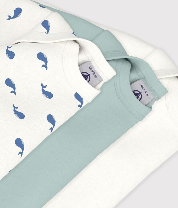 Lot de bodies manches longues en coton imprim&eacute; baleine b&eacute;b&eacute; multicouleur
