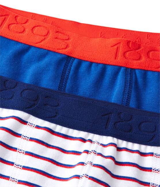 Lot de 2 boxers ado garçon en jersey stretch blanc .