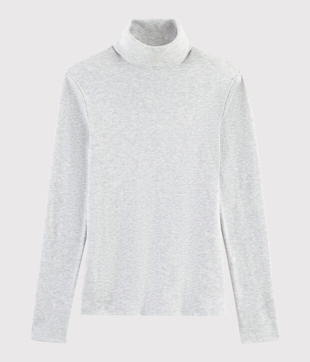 Sous-pull iconique en coton Femme gris chin&eacute; clair