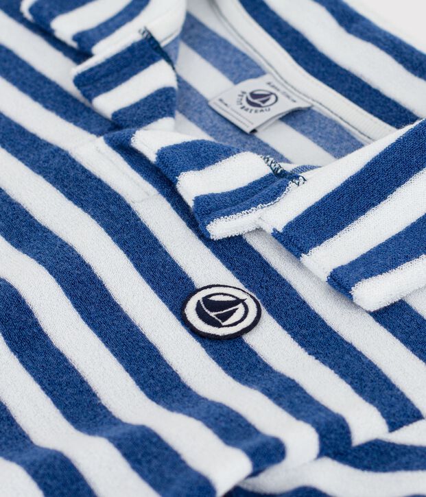 Katoenen polo met korte mouwen voor kinderen blauw/wit
