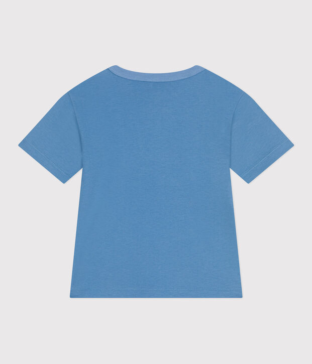 Tee-shirt enfant en coton manches courtes imprim&eacute; bleu