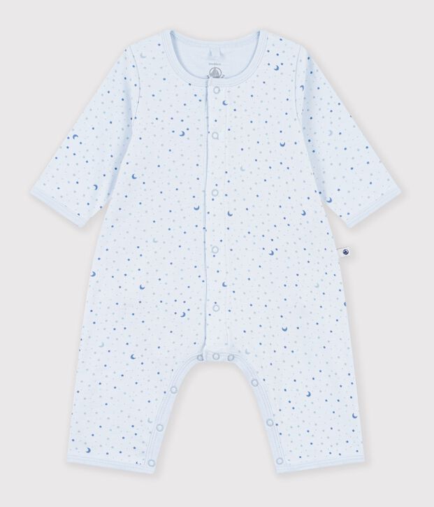 Katoenen bodypyjama zonder voetjes met sterrenprint blauw/multicouleur