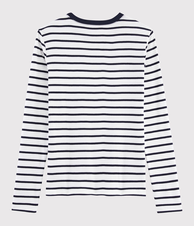 T-shirt col rond iconique en coton Femme blanc MARSHMALLOW/bleu SMOKING