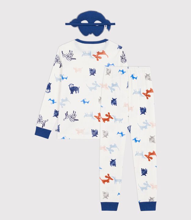 Katoenen verkleedpyjama met hondjesprint voor kinderen wit/multicouleur