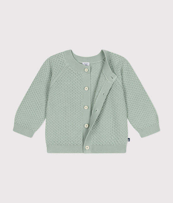 Cardigan en tricot de coton bébé vert HERBIER