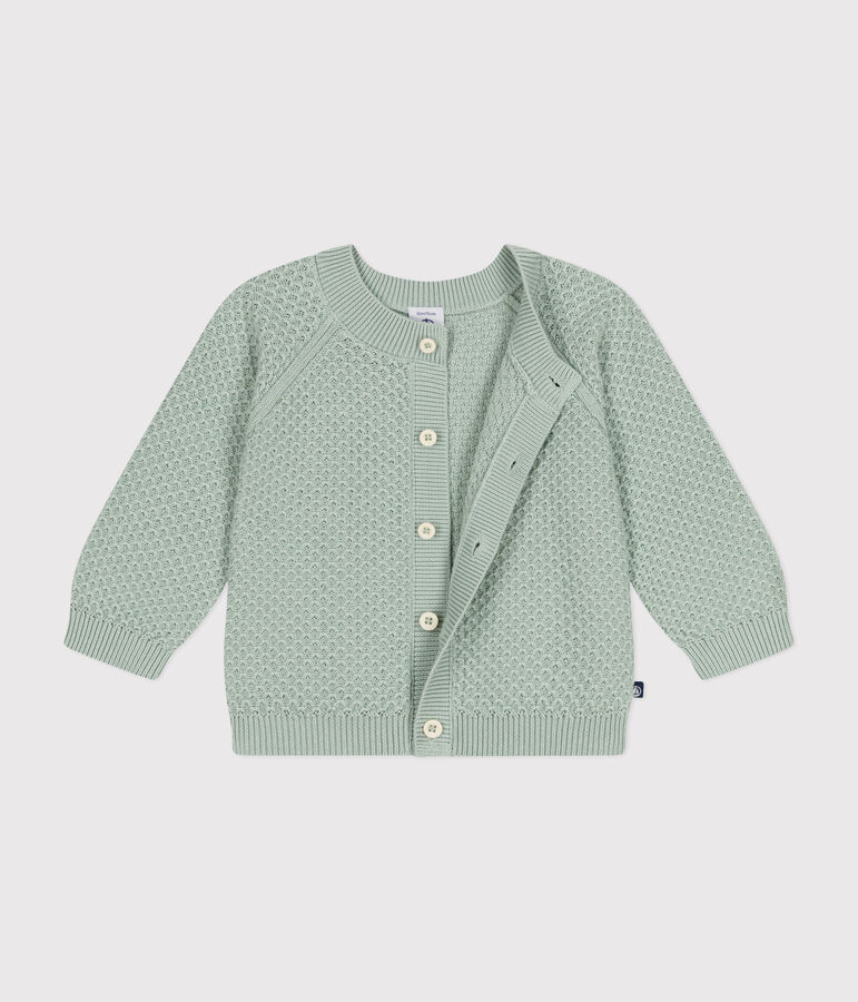 Cardigan en tricot de coton b&eacute;b&eacute; vert