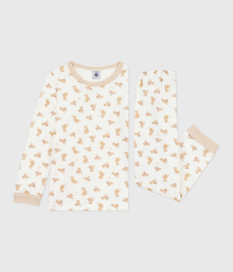 Pyjama enfant en velours imprim&eacute; l&eacute;opards &eacute;cru/multicouleur