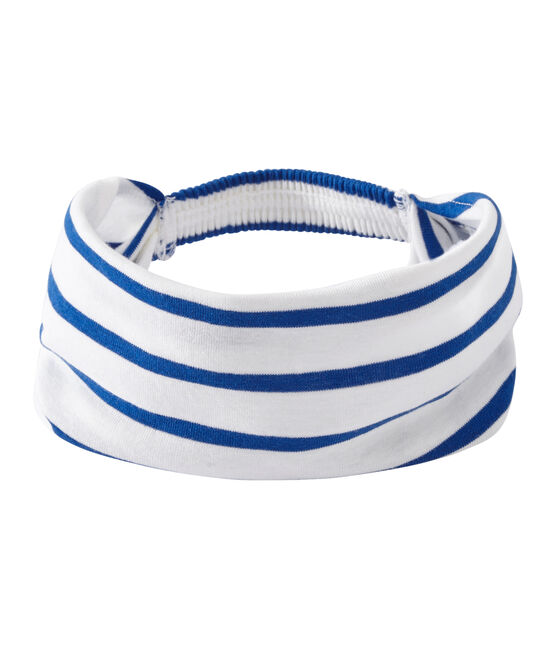Fichu fille rayé blanc MARSHMALLOW/bleu PERSE