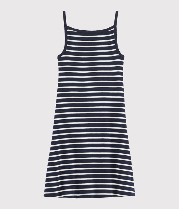 Gestreept damesnachthemd blauw/wit