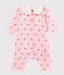 Bodyjama sans pieds bébé fille en côte 1x1 imprimée rose VIENNE/blanc MULTICO