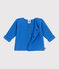 Cardigan bébé tricot point mousse en coton bleu EDNA