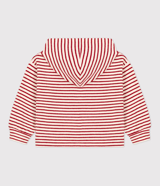 Sweatshirt rayé à capuche enfant fille / garçon blanc AVALANCHE/ STOP