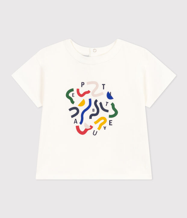 Tee-shirt manches courtes en jersey l&eacute;ger b&eacute;b&eacute; blanc